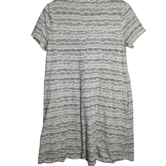 Duluth Trading Co Dress Small White Teal Short Sleeve Pockets Cotton/Stretch - Picture 2 of 4